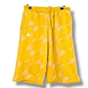 Kappa Sweat Shorts Athleisure Drawstring All Over Print‎ Casual Yellow M